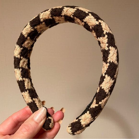 Basket Weave Tweed Padded Headband, Dark Brown & Rich Warm Tan, NWOT - Picture 3 of 5